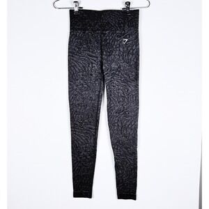 Gymshark Adapt Animal Seamless Leggings Black Grey Scrunch Bum XS Yoga Athletic